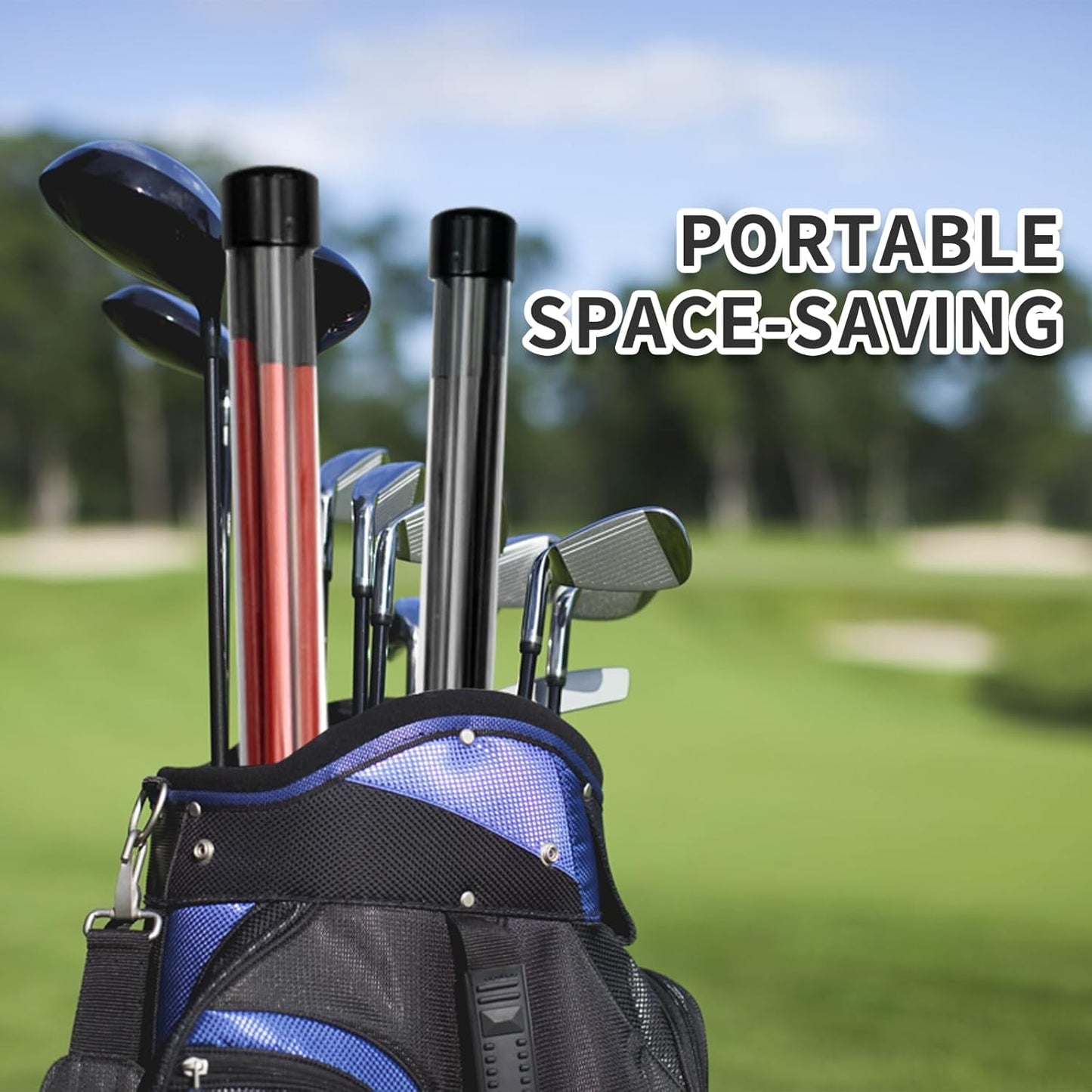 2 Pack Golf Alignment Sticks,Upgraded 48" Collapsible Golf Practice Rods for Aiming,Golf Swing Trainer,Golf Indicator Sticks,Posture Corrector with Clear Tube Case