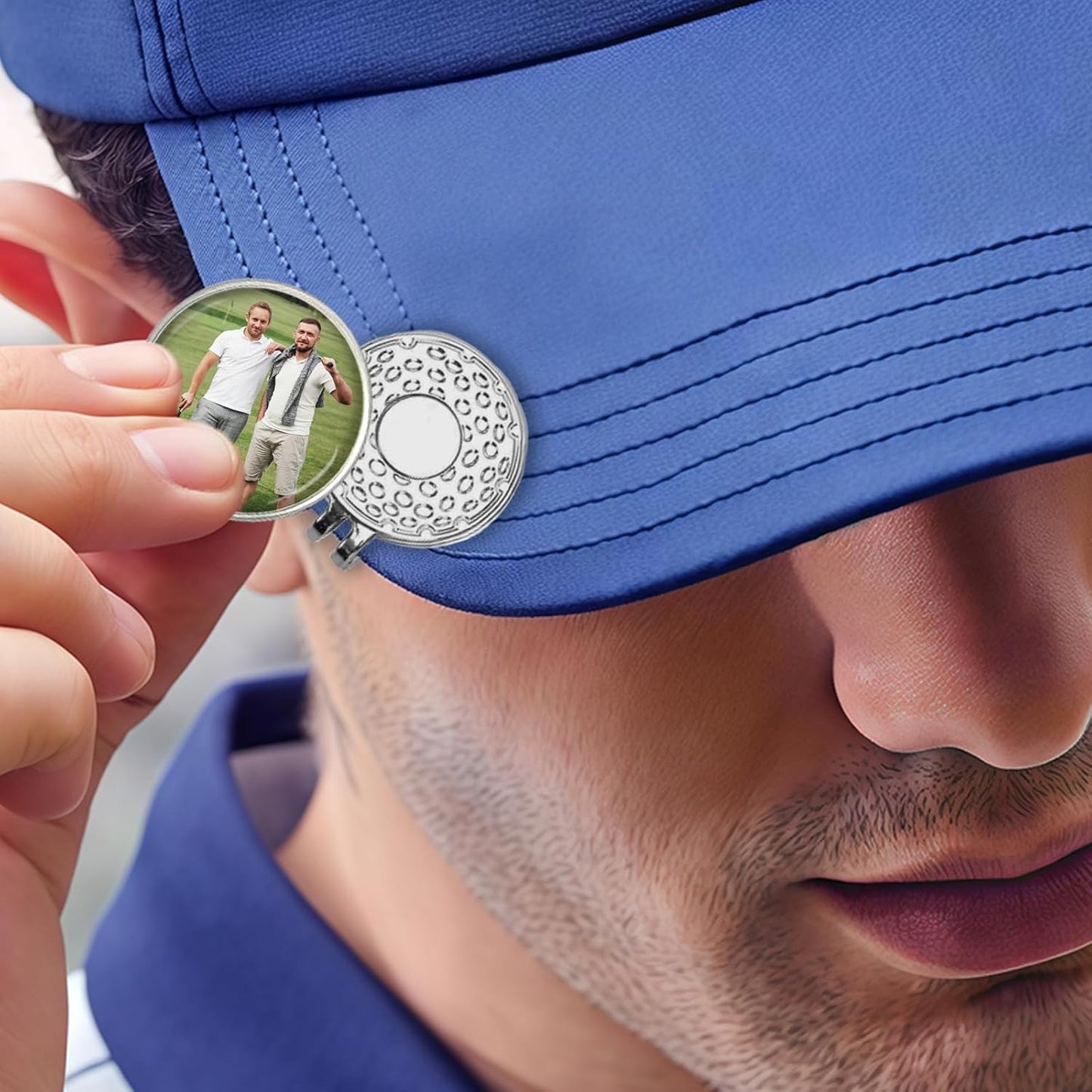xrlsg Custom Golf Ball Marker and Hat Clip 1 Set, Magnetic Hat Clip with Your Personalized Photo Logo for Golfers, Boyfriend