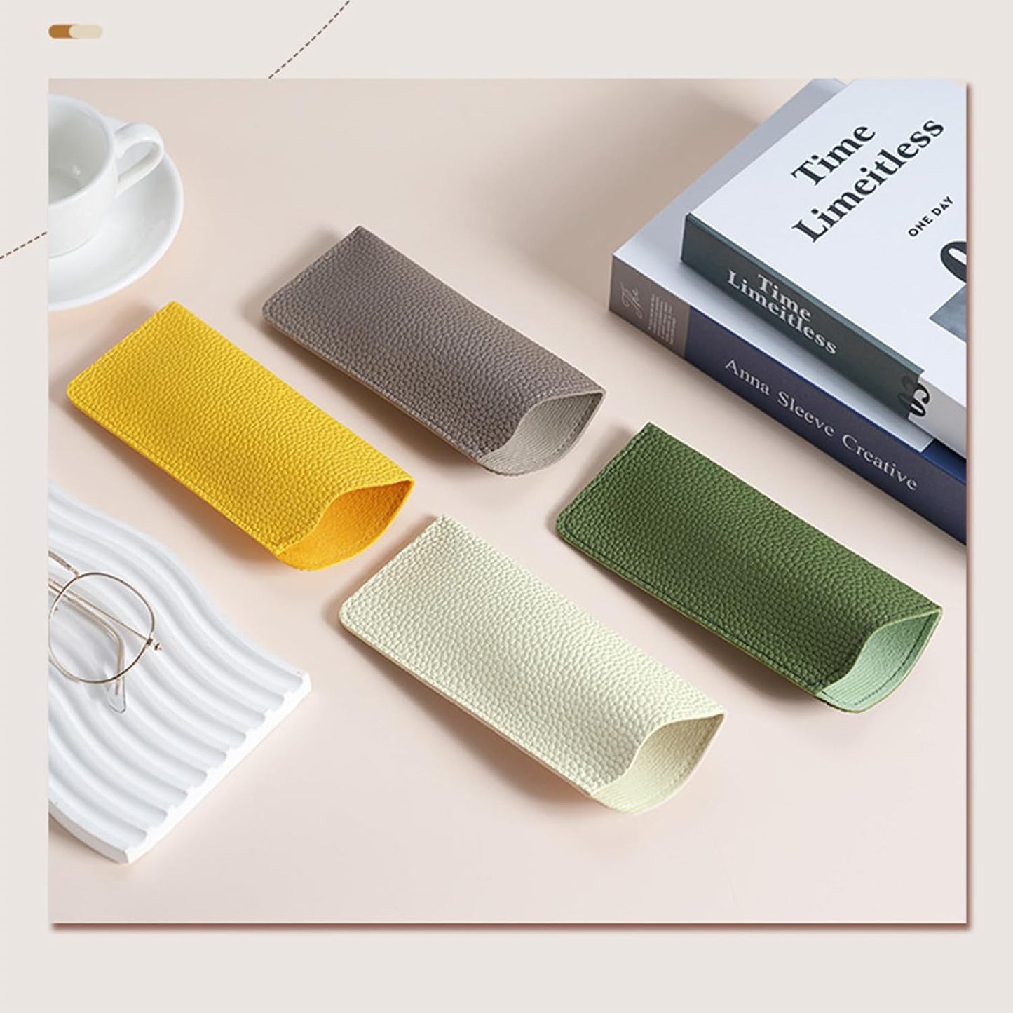 Mirkcittle Cases for eyeglasses 2 Pack Soft Leather for Women Men Fashion PU Sunglasses Pouch Portable Travel Glasses Cases