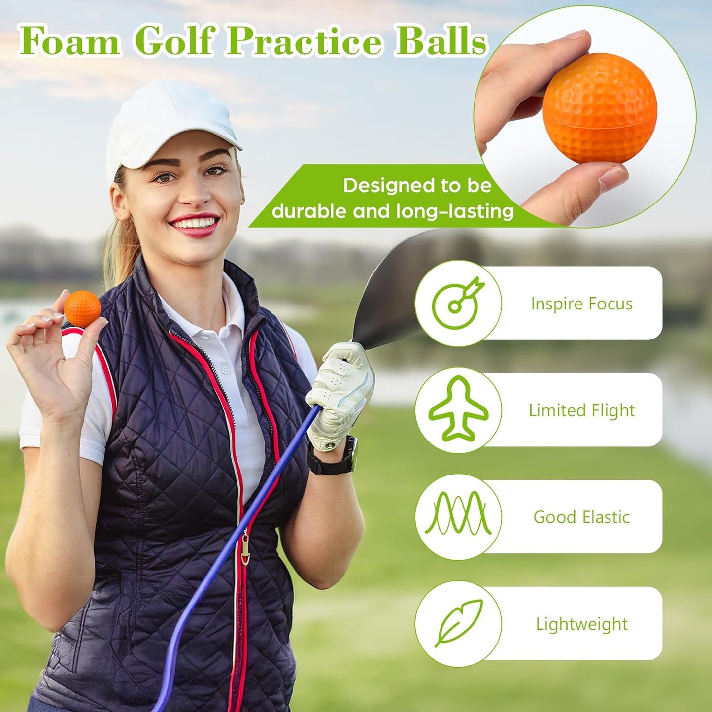 12 Pcs Foam Golf Practice Balls Soft Foam Balls for Golf Practice Realistic Feel and Flight Sport Training