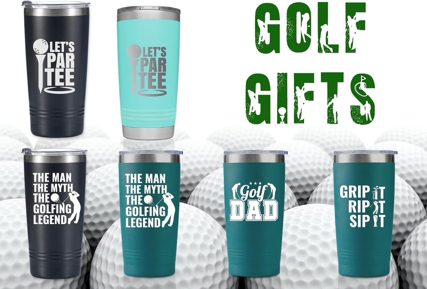 Onebttl Golf Gifts for Men, Funny Golf Gifts for Men 20oz Tumbler, Golf Dad Gifts, Fathers Day Golf Gifts, Birthday Gifts, Gifts for Golf Lovers - Black - Golf Dad