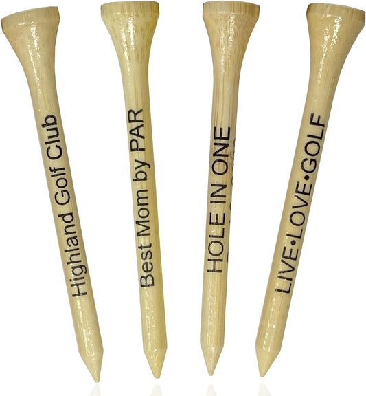 3 ¼ Bamboo Golf Tees, Customizable Golf Tees with Imprinted Messages, Essential Equipment & Ideal Gift for Golfers