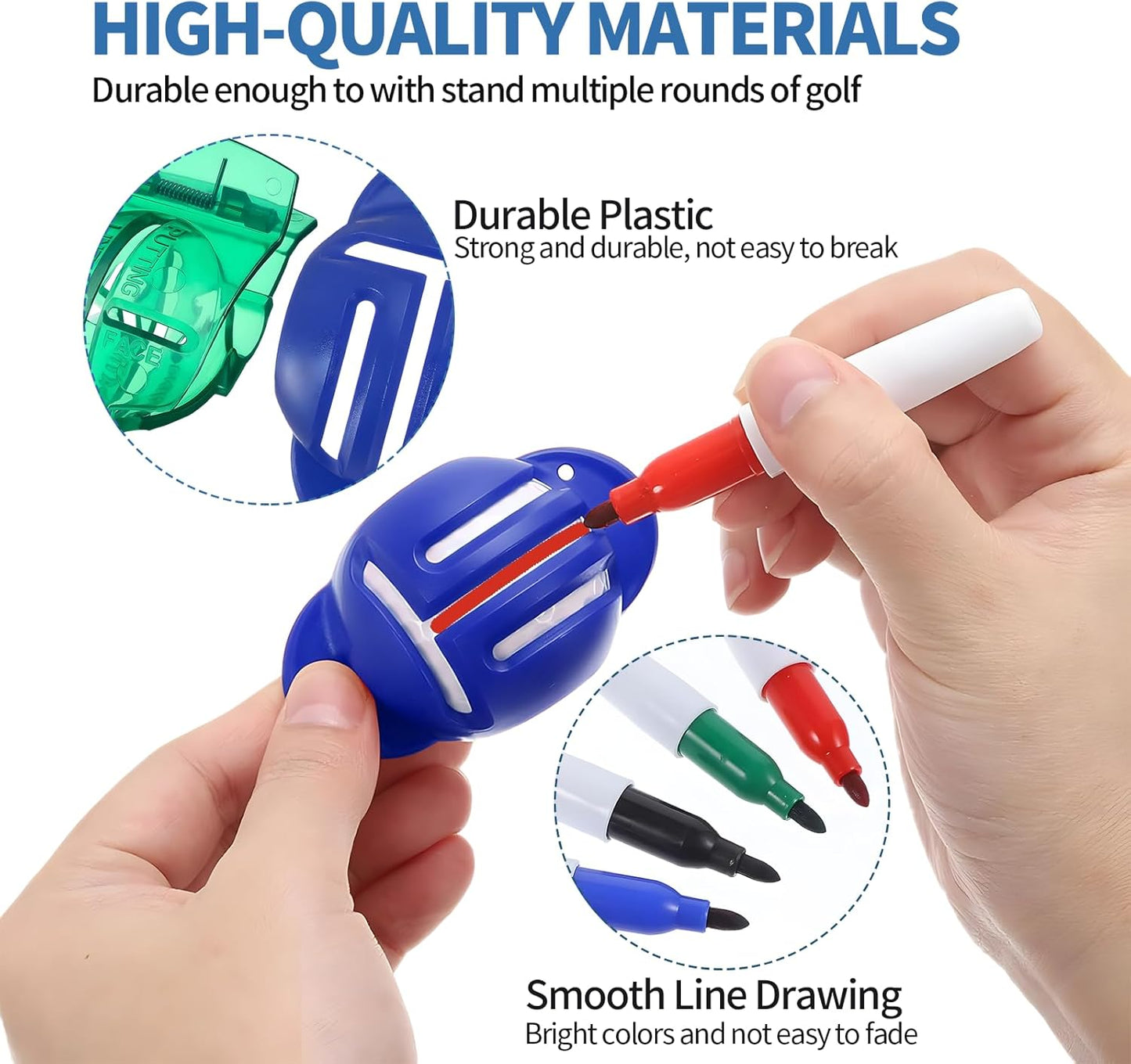 8 Pack Golf Ball Line Marker Tool,Golf Ball Stencil Alignment Kit,4 Golf Ball Marker Stencil and 4 Color Golf Ball Markers,Easy Ball ID &Putting Practice