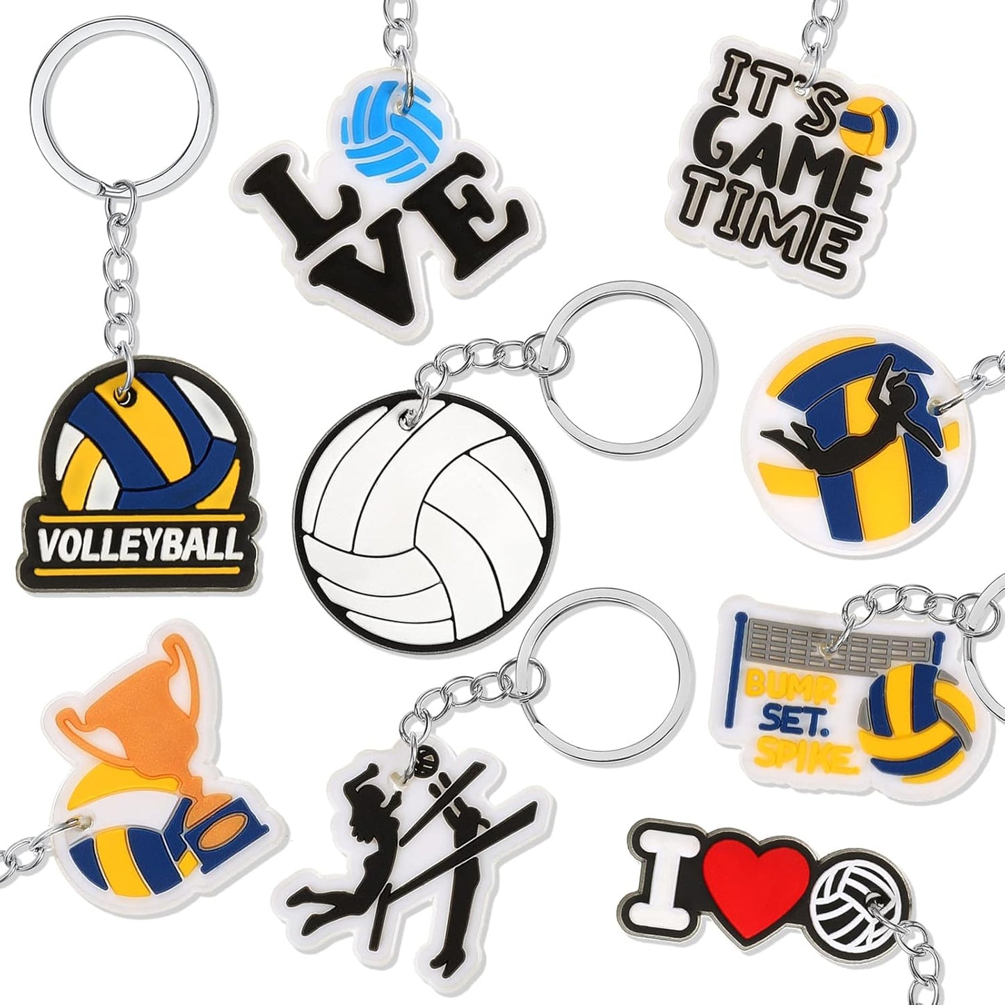 Batiyeer 36 Pack Volleyball Keychains Bulk Party Favors Sports Ball Key Chains Funny Keyring Gifts for Birthday Supplies