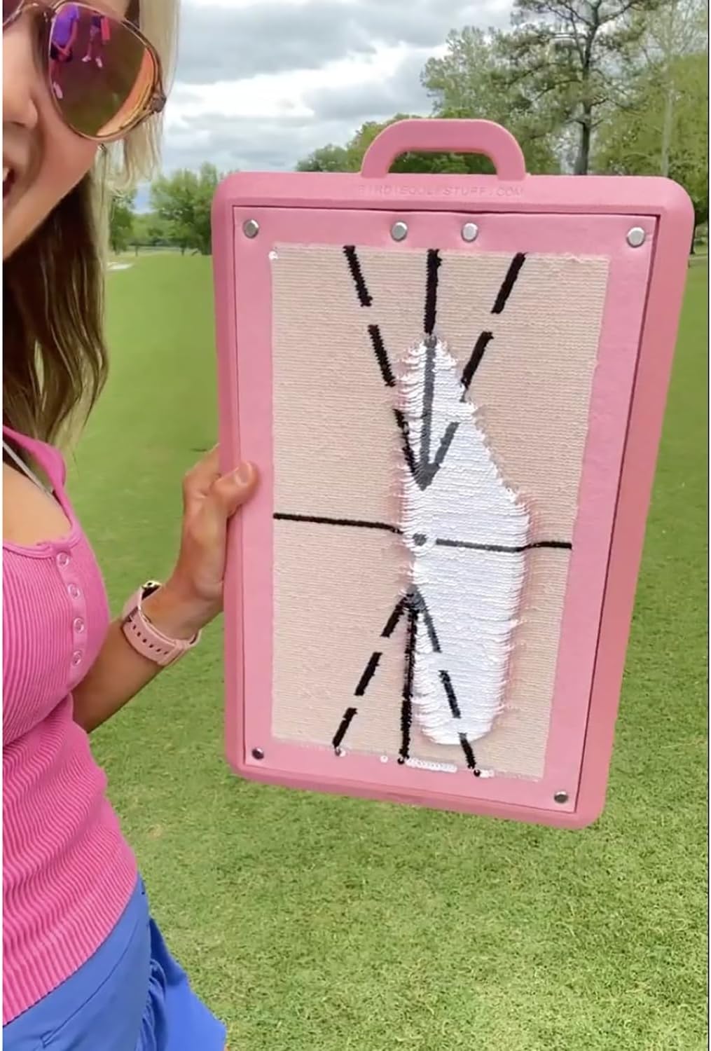 Birdie Bath Birdie Golf: Premium Swing Training Mat - Blush Pink Edition - Get Instant Feedback & Improve Swing Consistency Indoors & Outdoors, Portable 19.25x12.3 Mat