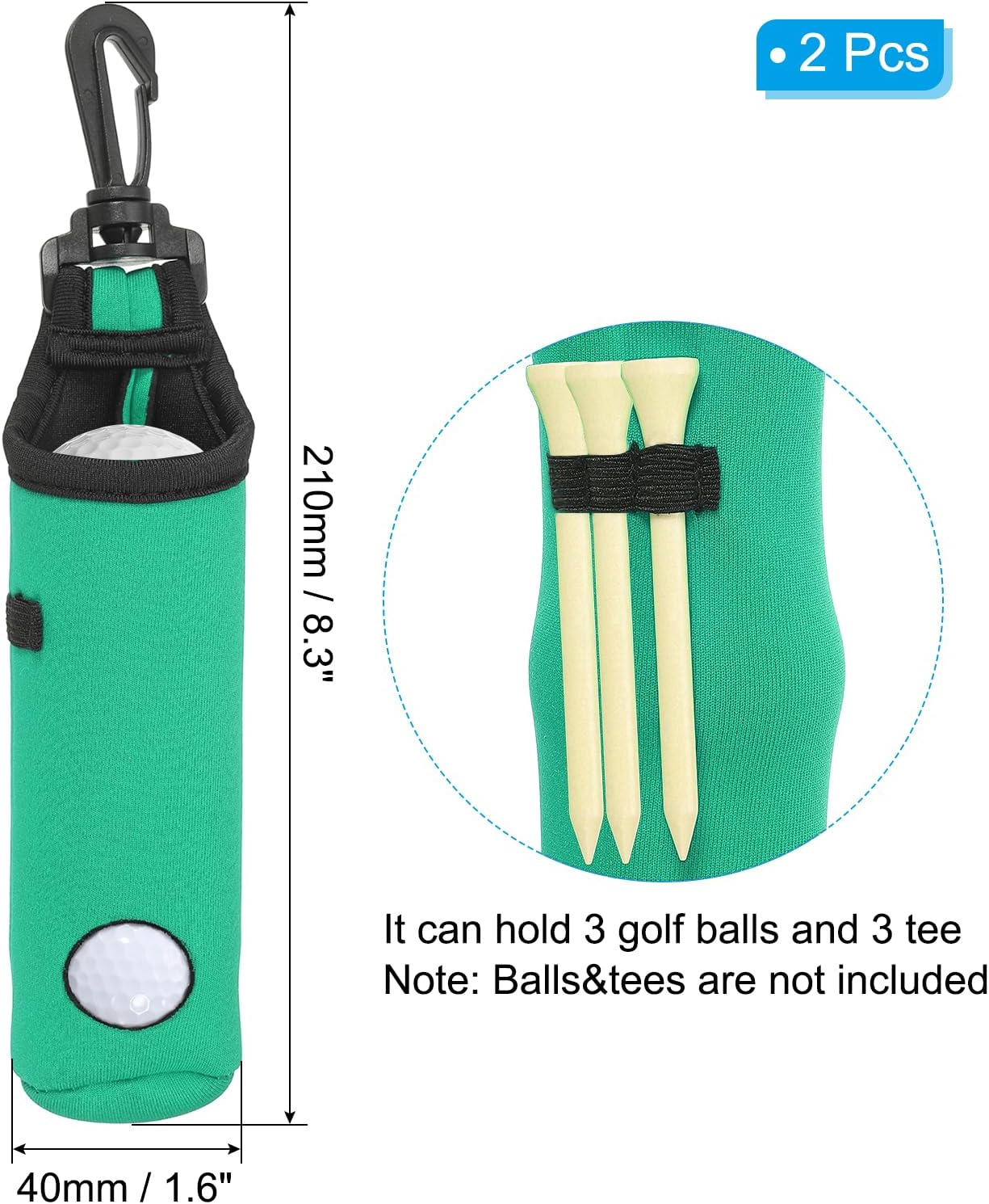 PATIKIL Golf Ball Carry Bag Golf Tee Holder Pouch Portable Neoprene Golf Ball Holder with Clip for Men and Women