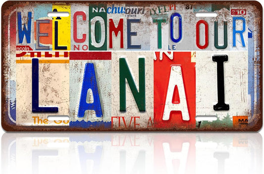 Vintage Welcome License Plate Welcome To Lanai Wall Decor Metal Tin Sign For Bar Home 12 x 6 Inches