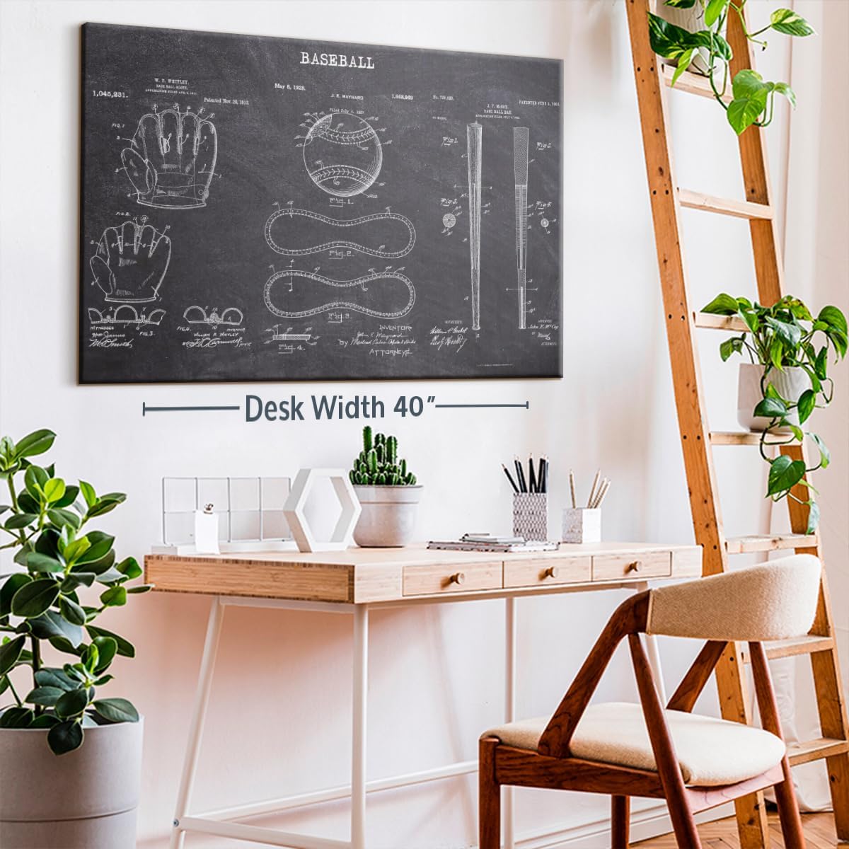 ElephantStock Baseball Patents Canvas - 1 Panel Sports Patent Wall Art Decor - Sports Decorations for Boys Room - Wall Art and Office Decor - 51" X 34"