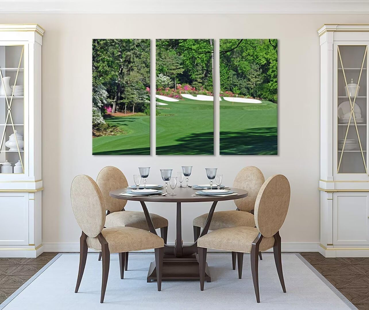 Augusta National Golf Course Wall Art Pictures - Augusta Golf Course Wall Decor for Living Room Bedroom Bathroom Home Decorations Golf Posters Canvas Prints Framed Ready to Hang(20''W x 40''H x3)