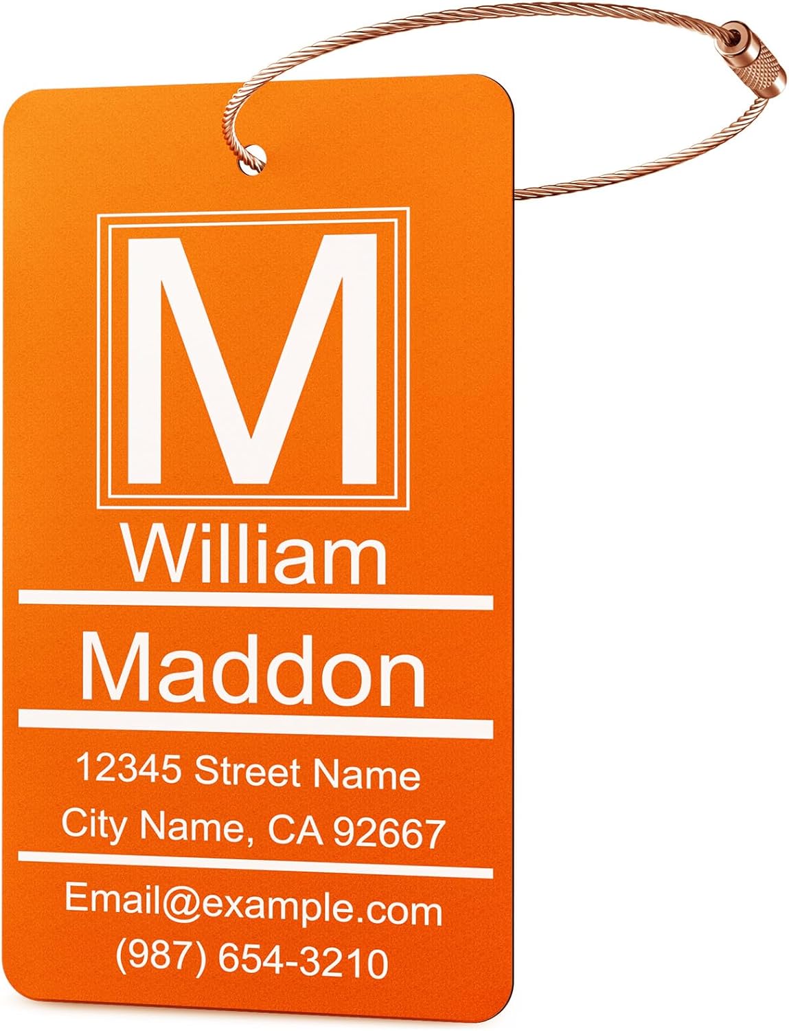 Luggage Tags for Suitcase - Personalized Engraved Metal Tag for Cruise Travel - Custom Name Tags Suitable for Bags and Backpacks Oranges