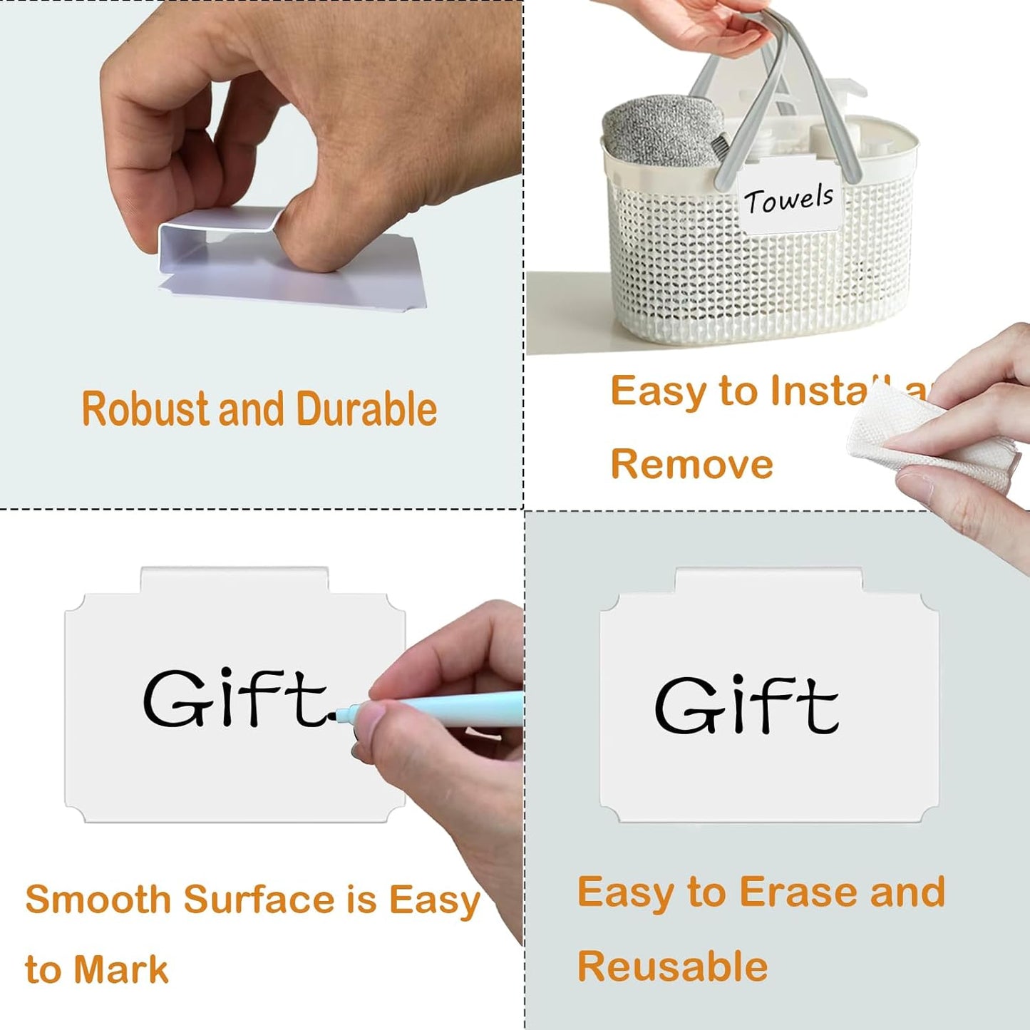 Erasable Label Clips - 12 White PVC Bin Tags with 2 Chalk Markers | Reusable Basket Clips for Pantry, Warehouse & Home Organization, Eco-Friendly Chalkboard Labels