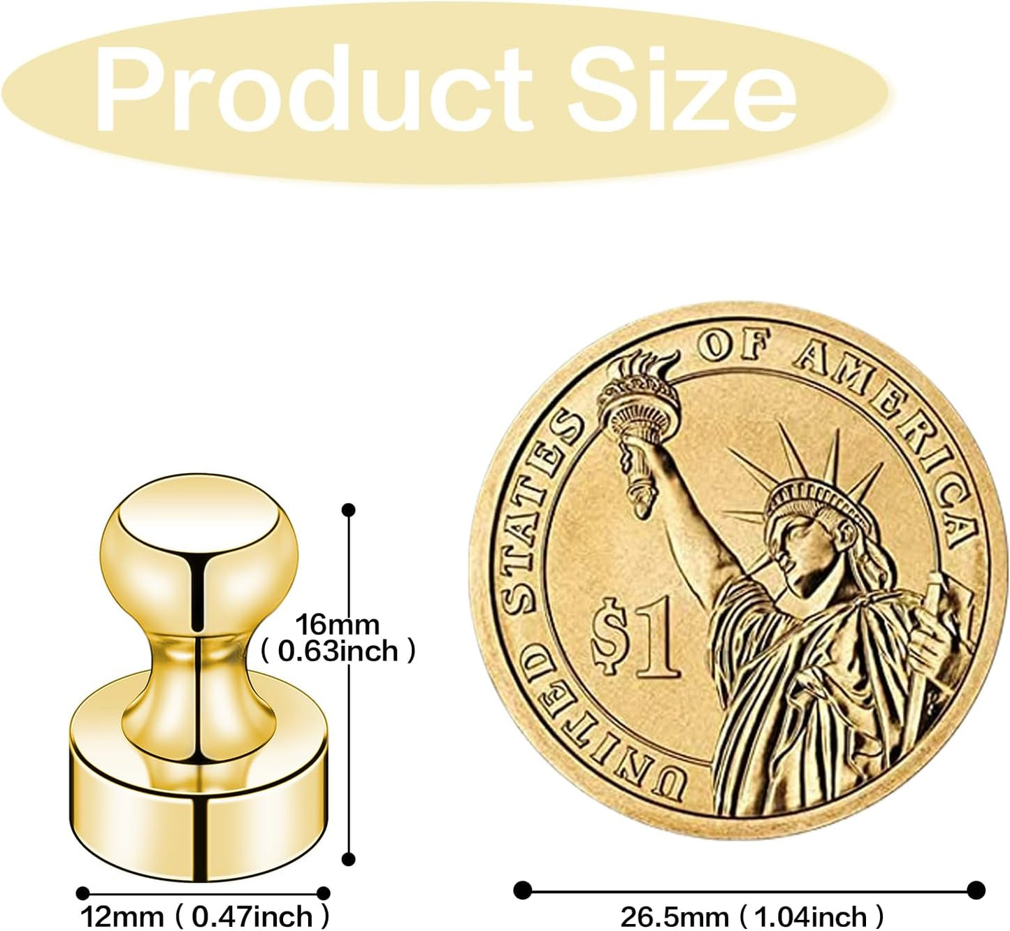 LOVIMAG Fridge Magnets 20Pcs Refrigerator Whiteboard Small Strong Magnet Classroom Kitchen Accessories Decorative Locker Set Decor Must Haves Office Calendar Refrigerador Magnetic Cute Crafts Gold