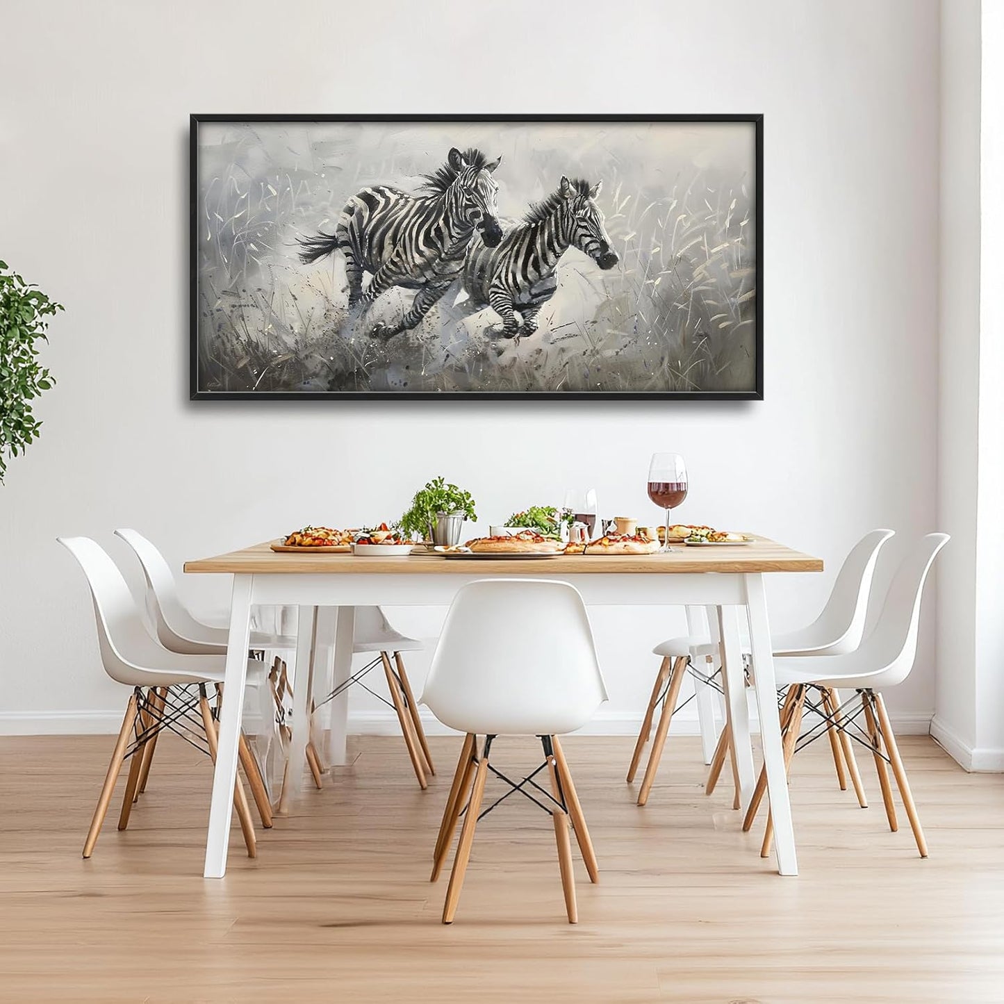 Large Country Zebra Framed Wall Art for Living Room African Zebra Pictures Canvas Wall Decor Print Painting Artwork Modern Home Decorations for Bedroom Office 60x30 inch