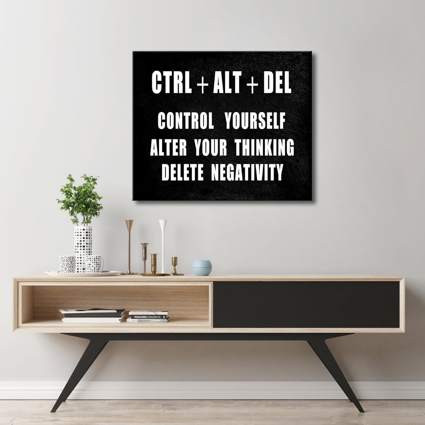 Pyradecor Motivational CTRL+ALT+DEL Classroom Positive Quotes Inspirational Poster Canvas Prints Wall Art for Office Living Room Home Decorations