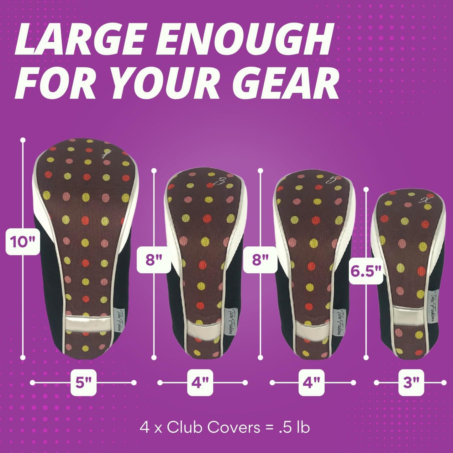 Taboo Fashions Monaco Golf Club Covers for Women - Numbered Golf Headcovers Set for Driver, Fairway and Hybrid Clubs - Weather Resistant, Pack of 4