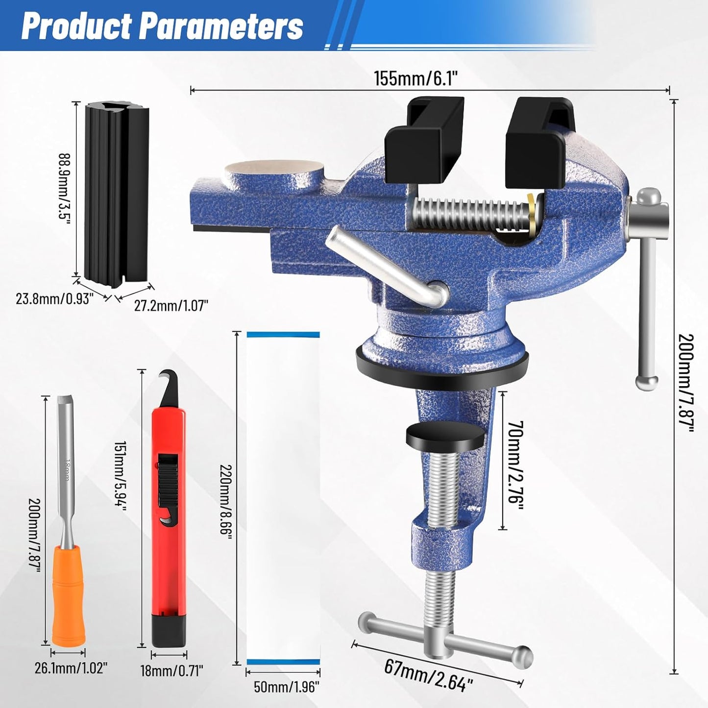 Golf Club Vise for Regripping – Portable Golf Club Regripping Kit, Golf Grip Kit with Rubber Clamp, Tapes, Hook Knife, Gloves & Storage Case