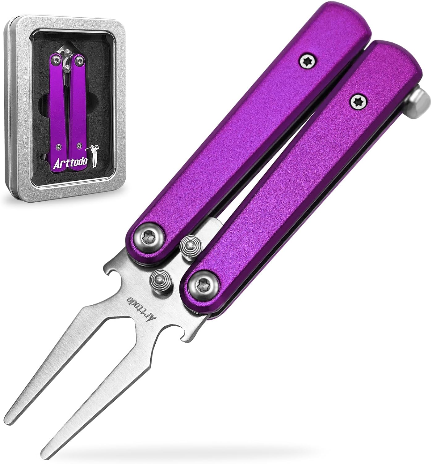 Golf Divot Repair Tool, Stainless Steel Foldable Divot Tool & Golf Divot Tool with Bottle Opener, Golf Accessories for Men and Women