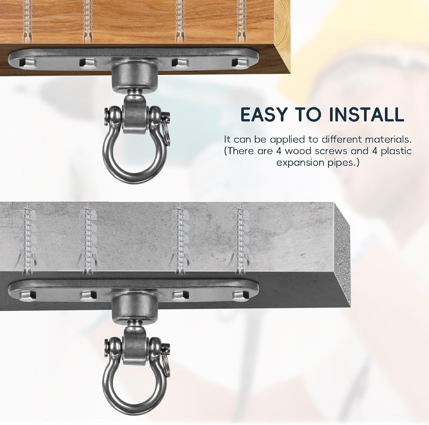 Heavy Duty Stainless Swing Hanger with Smooth Swing Bearings 180°+360°, 1500 lb Capacity for Indoor Outdoor Playground Yoga Hammock Chair Sandbag Porch Swing Bag