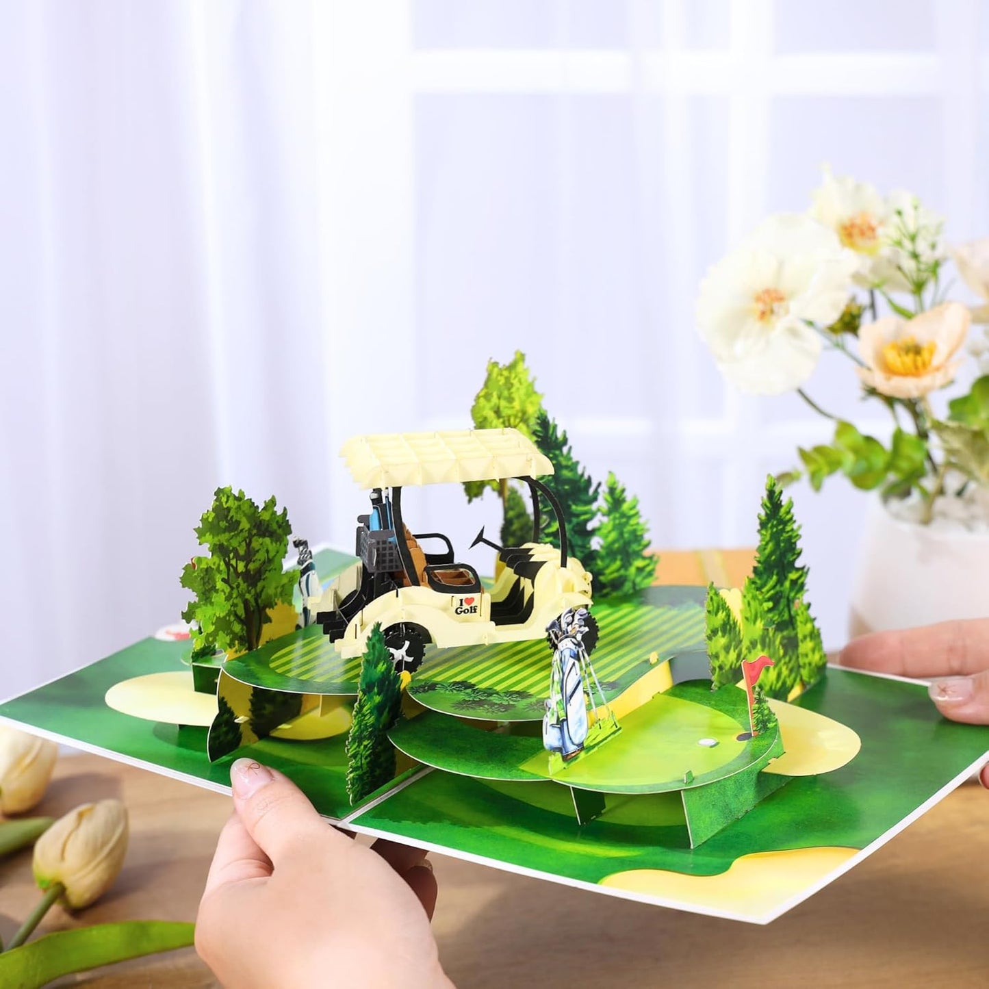 Golf Pop Up Birthday Card, 3D Golf Fathers Day Cards for Dad, Husband, Grandpa, Pap, Him, Men, Golfers; All-Occasion, Congratulations, Thank You, Father’s Day, Retirement for Boss, Coworker, 6x8 In