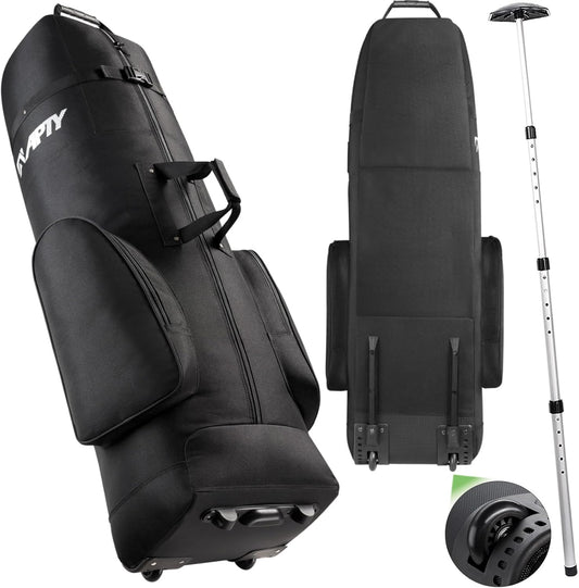 Padded Golf Club Travel Bag with Wheels, Golf Luggage Case Cover for Airlines - 1680D Wear-Resistant Oxford, Waterproof Coating Layer, Universal Size