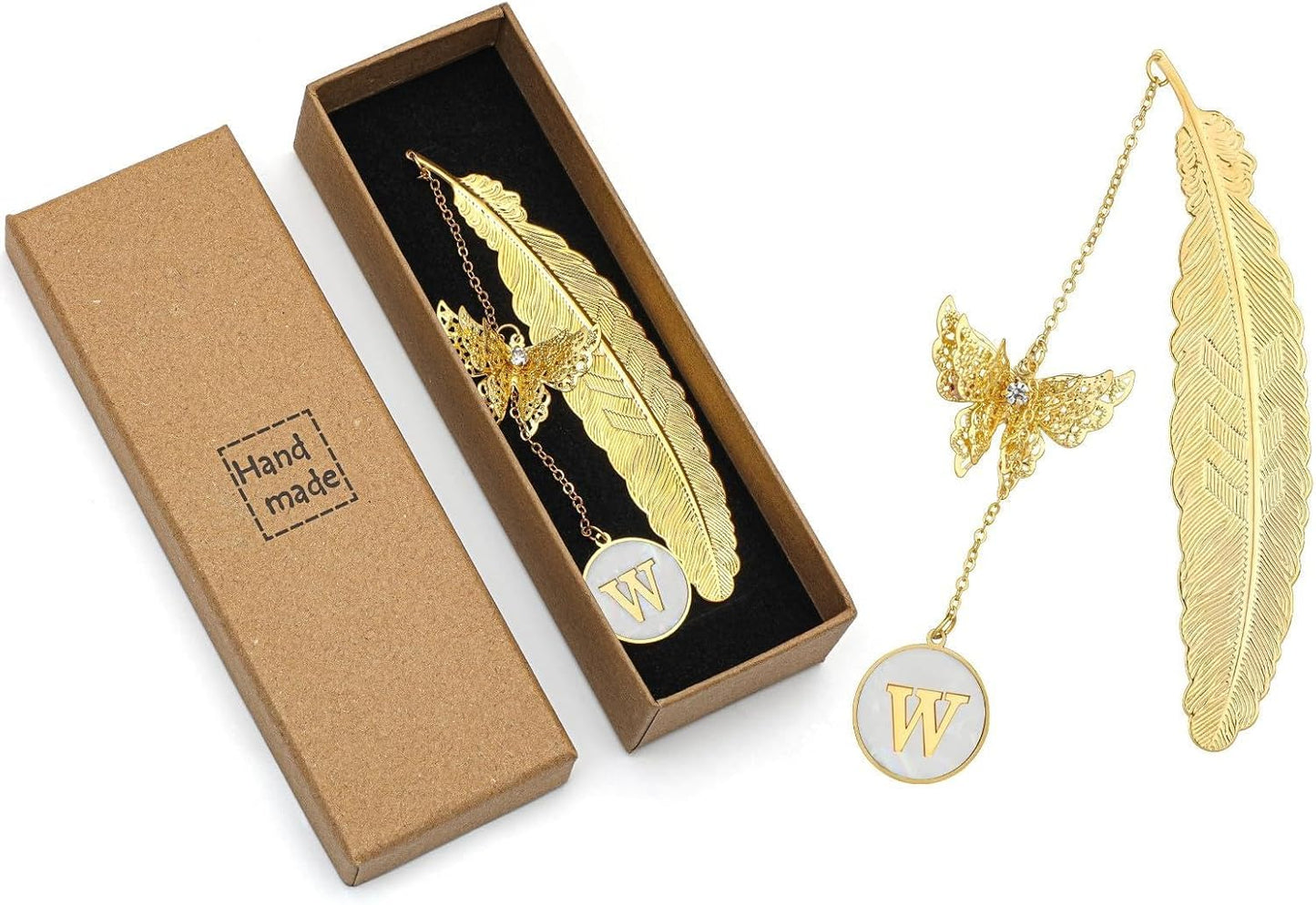 Personalized Initial Metal Butterfly Feather Bookmark for Women Girls Readers Book Lover Birthday Gifts for Women Her Teacher Girlfriend Wife Mom Sister Friend Daughter(C)