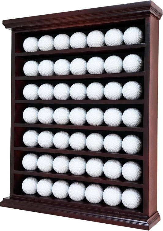Golf Ball Display Case - Wall Mount, Black Finish, Green Felt Background, No Door, Perfect for Golf Balls, 14.6" W x 17.4" H x 3" D
