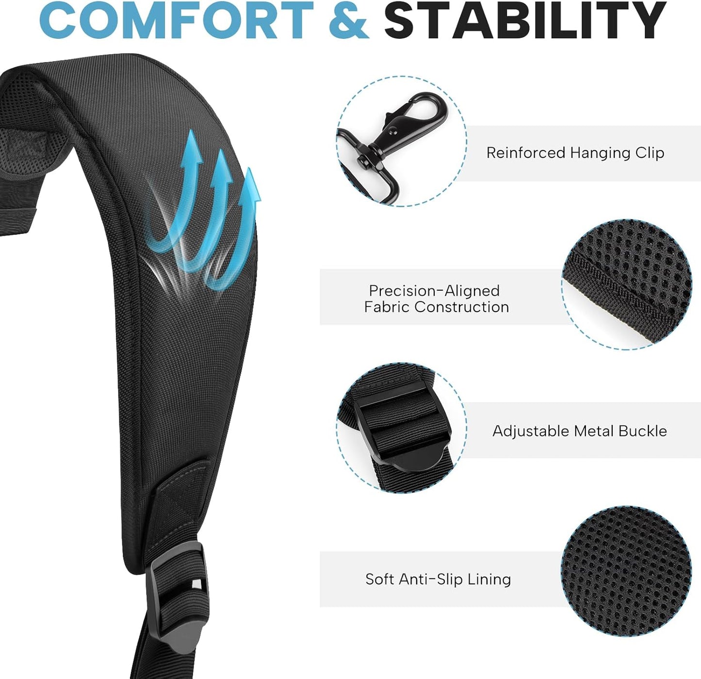 Golf Bag Shoulder Strap, Universal Golf Bag Strap Replacement Double Shoulder Adjustable Strap Padded Golf Bag Carry Strap