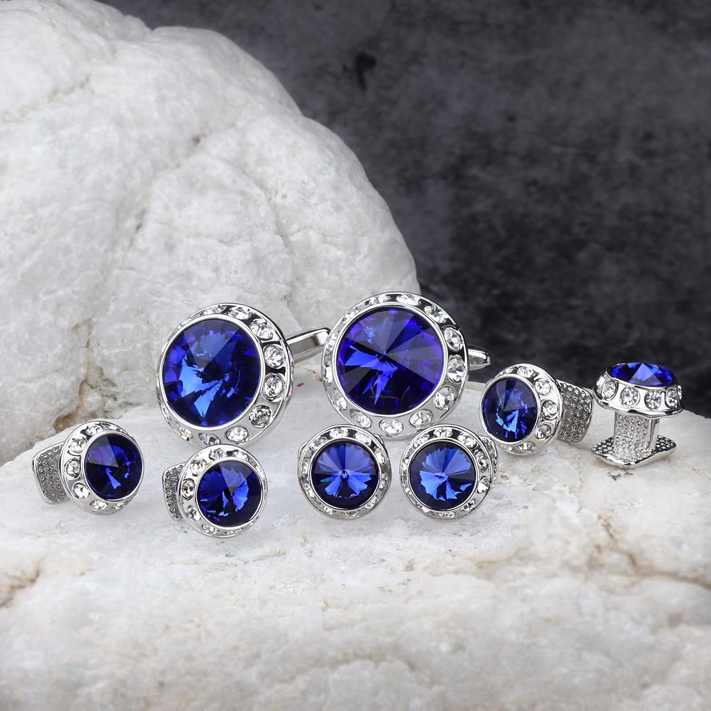 HAWSON Birthstone Tuxedo Studs and Cufflinks Set for Men's Suit Tuxedo Formal Dress Shirt Wedding Business Party Accessories