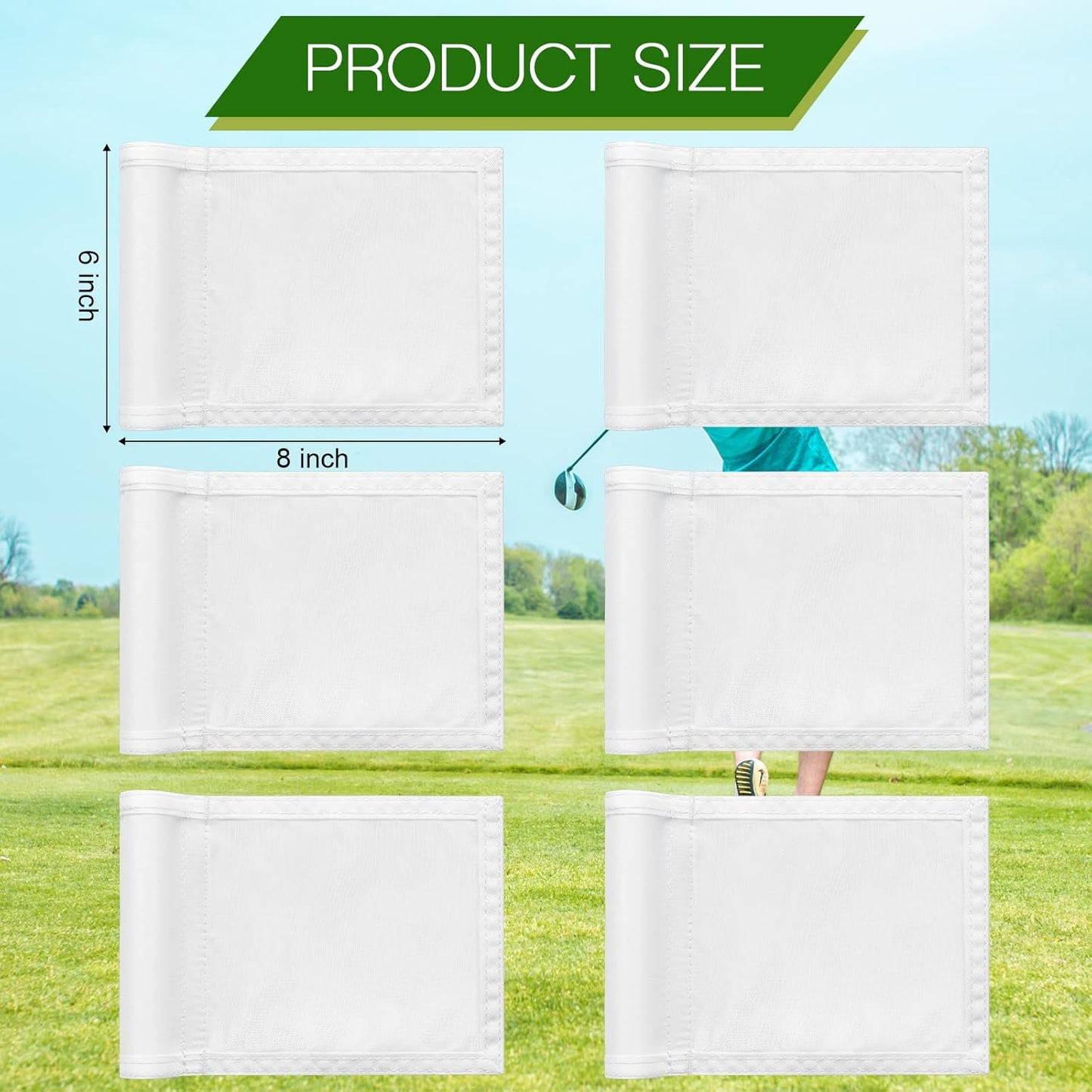 Oudain 6 Pcs Golf Target Flag with Tube Inserted Waterproof Putting Golf Flags 420D Nylon Mini Pin for Yard Indoor Outdoor Backyard Garden Portable, 8 x 6 Inch