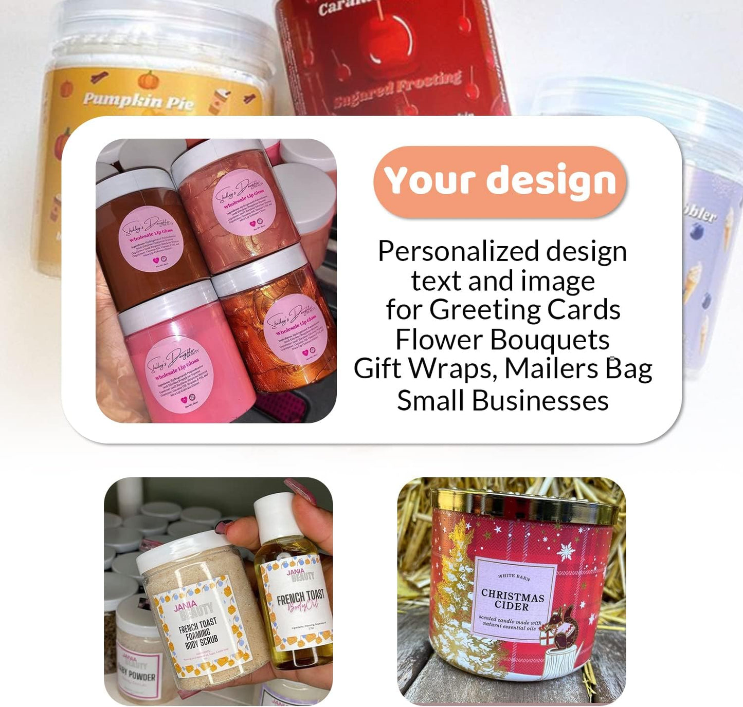 Custom Personalized Labels - 100-500 Stickers With Any Image, Logo, and Text for Business, Thank You Labels (Square, 2.5 Inch)