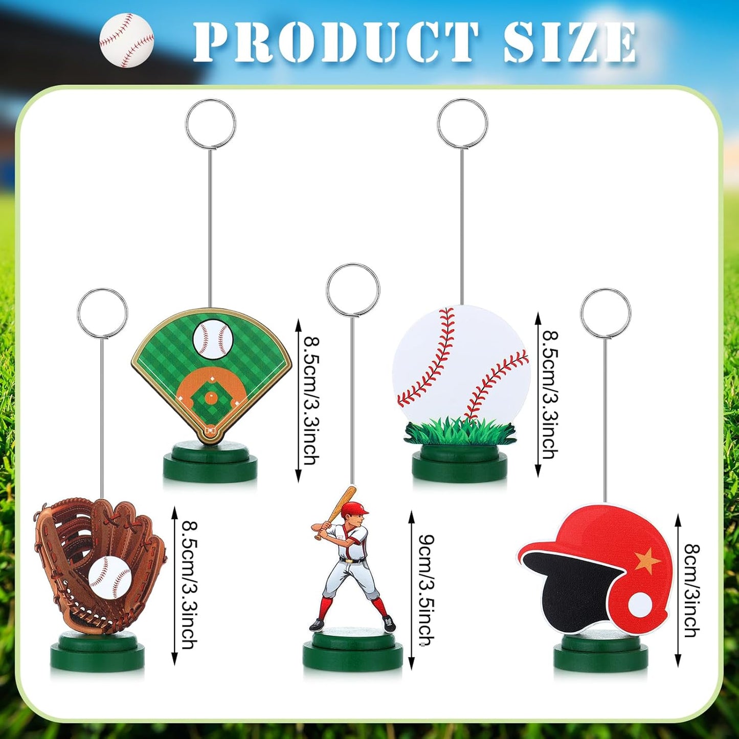 5 Pcs Baseball Photo Balloon Holder Table Centerpieces Holders Baseball Themed Decoration Place Card Holder Photo Clips Holder for Home Birthday Wedding Party Decor