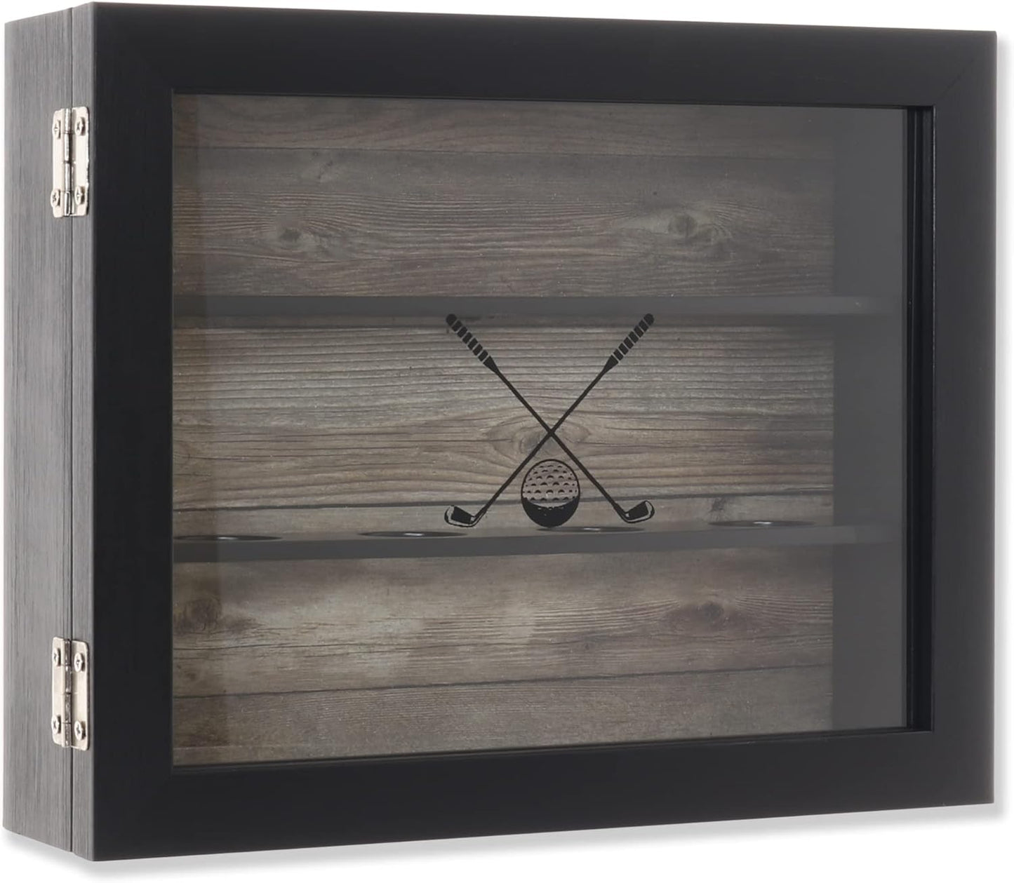 Lawrence Frames 8x10 Golf Ball Shadow Box Display Case - Holds 12 Golf Balls,Black