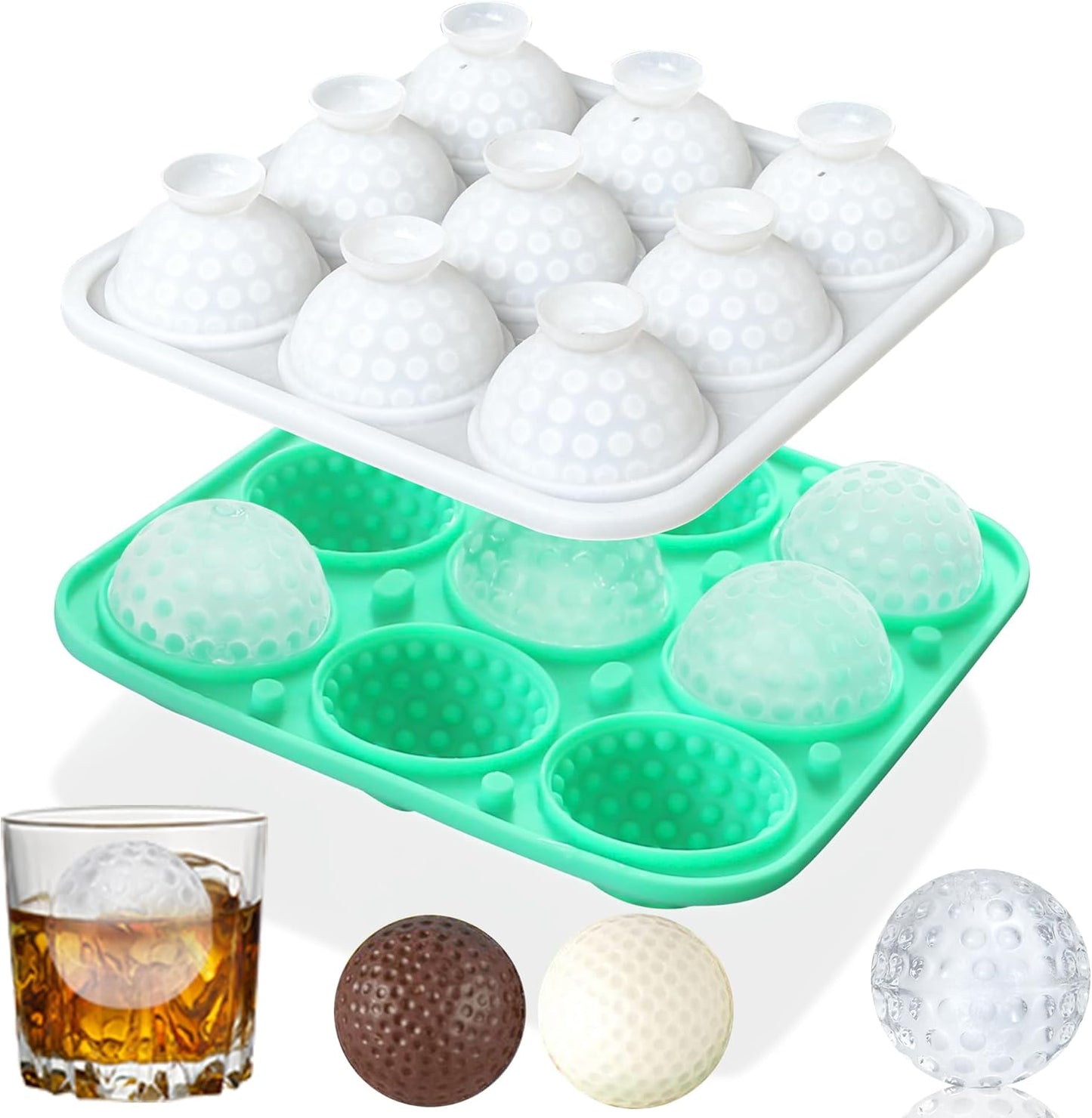 Golf Ball Chocolate Mold with Lid, Silicone Golf Ball Mold for Cake Pops, 9-Cavity Golf Ball for Chocolate, Ice Cube