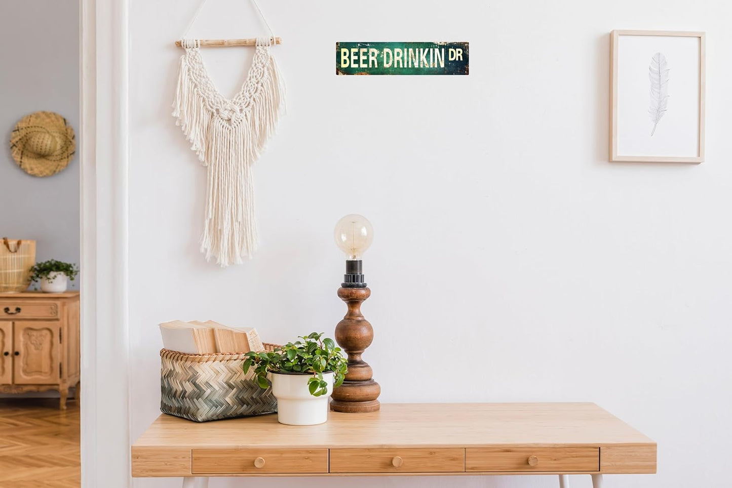 AWISZZZ Vintage Metal Tin Sign Retro Beer Drinkin Dr Signs Stylish Wall Art Plaques for Home Decor Bathroom Kitchen House and Gothic Wall Decor or as a Unique Poster 16x4 in