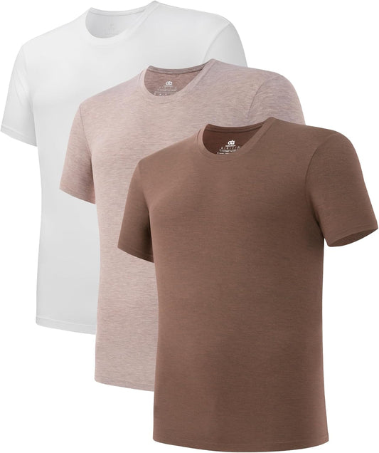 DAVID ARCHY Men's Undershirt Bamboo Rayon Moisture-Wicking Crewneck T-Shirts Stretch Tees for Men, 3 or 5 Pack
