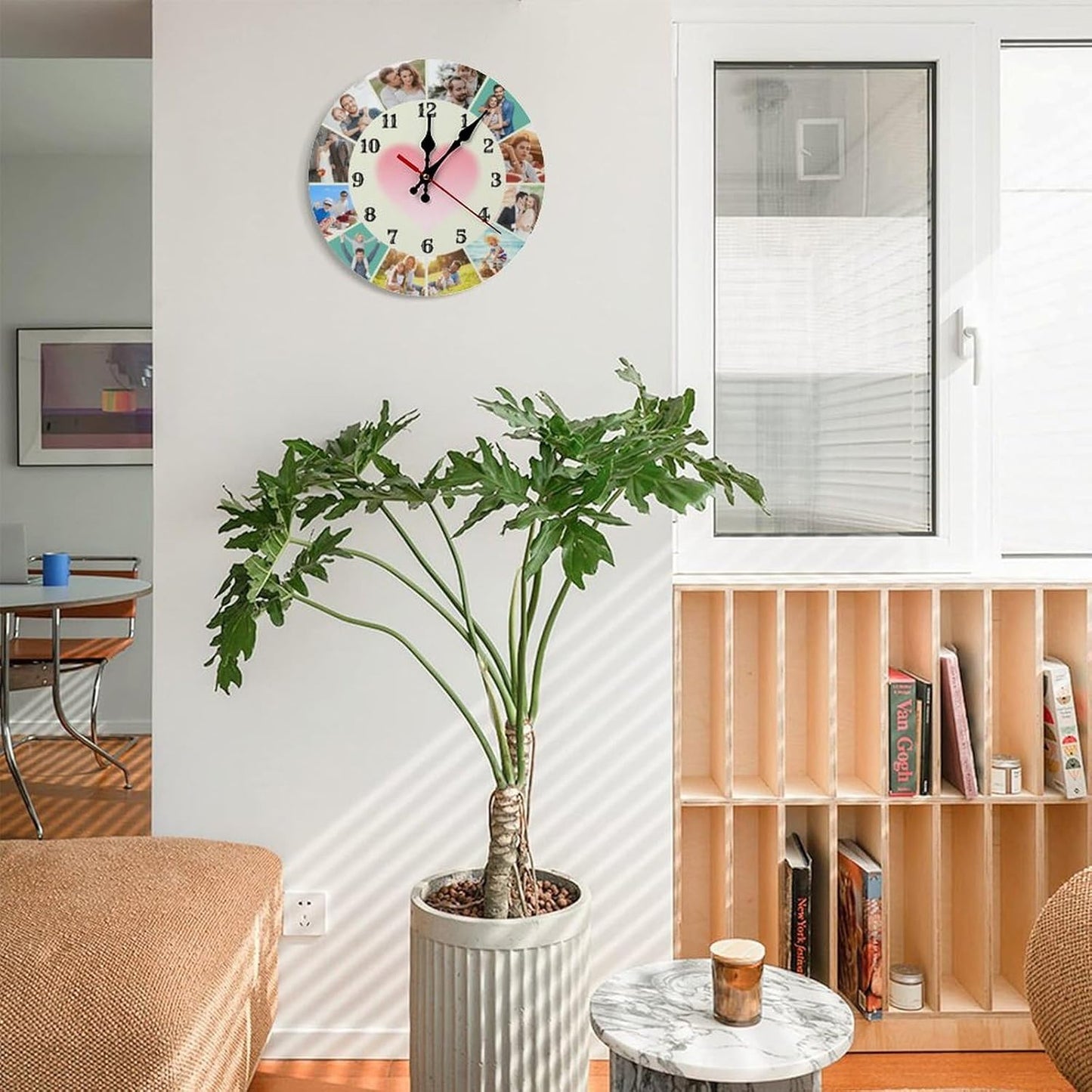 Custom Wall Clock,Personalized Wood Clock add Your Photo/Text,Customizable Silent Round Decoration for Kitchen Bathroom 15.7inch style7