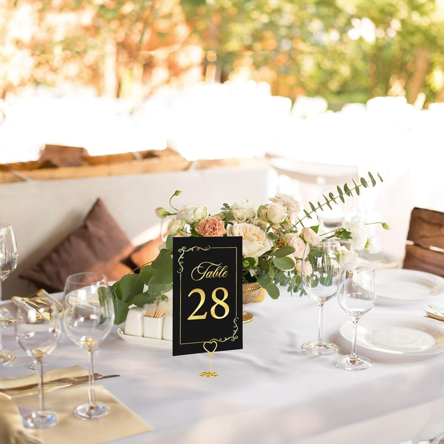 JOYIT 31 Sets Wedding Table Number Holders, Black Gold, Metal, Rectangular Pedestal, 4" x 6" Cards, Versatile Table Number & Place Card Holders