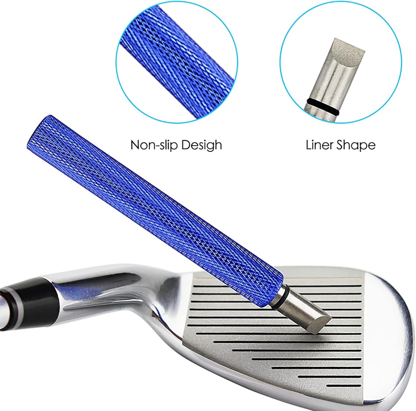 VIPMOON Golf Club Groove Sharpener Tool, Golf Brush and Groove Cleaner with Retractable Zip-line Aluminum Carabiner, Groove Sharpener Golf for Wedge & Irons, U & V-Grooves, Golf Accessories for Men