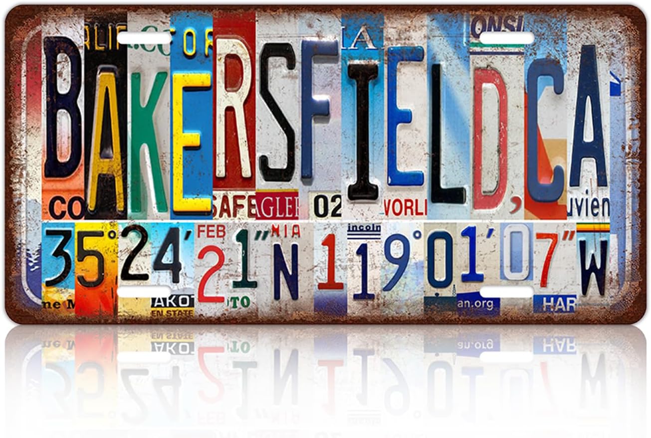 Vintage City Wall Decor Bakersfield,Ca License Plate Metal Sign Tin Signs Poster