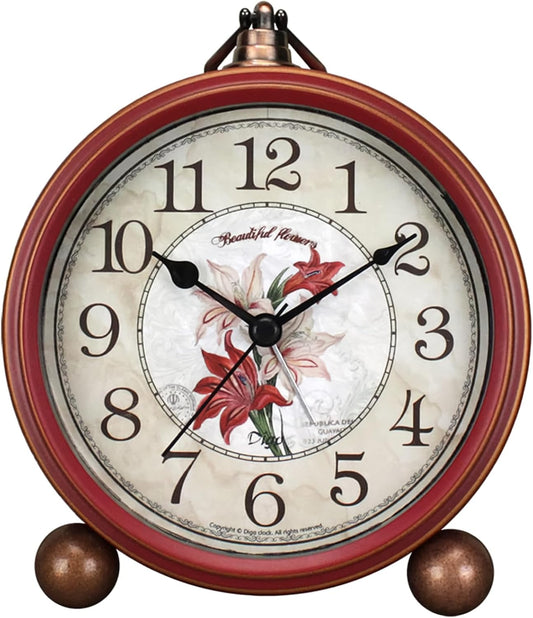 Maxspace Classic Vintage Analog Clock - Silent Non-Ticking, Elegant and Decorative with Distressed Metal Frame for Office, Living Room or Bedroom