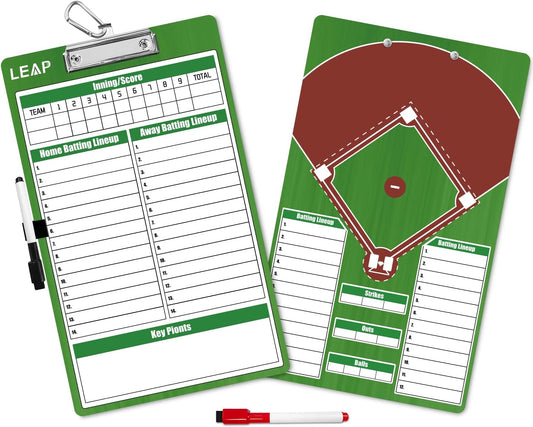 LEAP Coach Board Double Sided Design Premium Dry Erase Clipboard with Dry Erase Marker Pen and Pen Holder for Baseball, Basketball, Soccer, Football, Ice Hockey