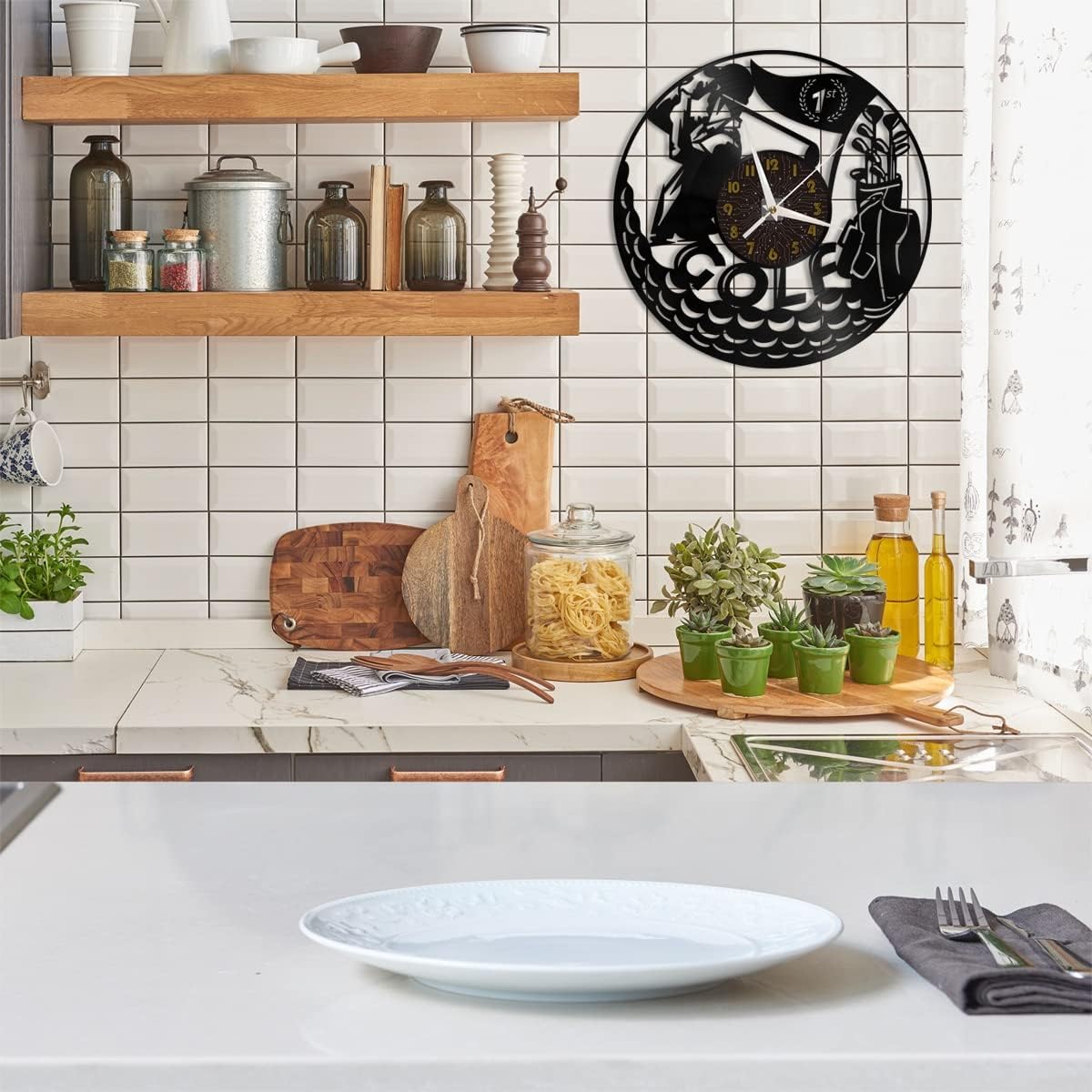 Golf Decoration Vinyl Wall Clock, Vinyl Record Clock Wall Art Silent & Non-Ticking(12 inchs C)