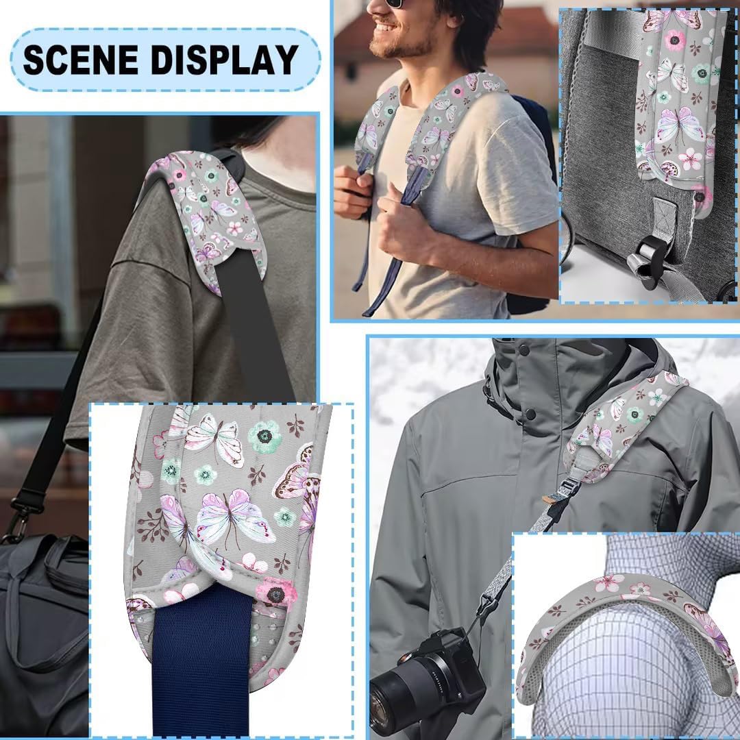 ZINZ 2-Pack Universal Shoulder Pad with Ultra Thick Cushion for Bag Luggage Bag Crossbody, Plus Long & Anti-Slip & Breathable,Butterfly