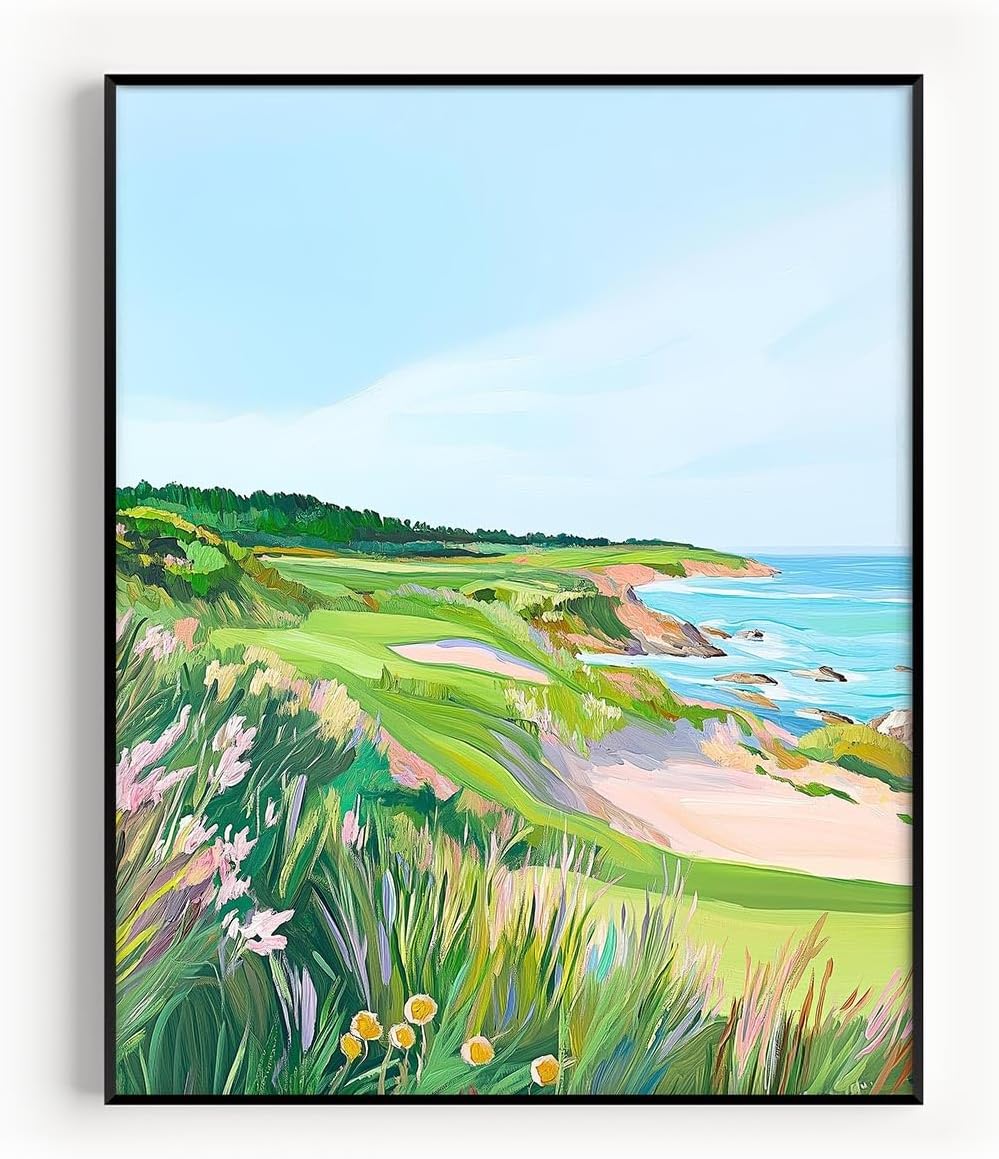 Golf Course Floral Pastel Art Print Posters - Premium Giclee Fine Art Prints - Golf Course Home Decor Posters, Golfer Art Prints for Home and Office Decor - Vintage Aesthetic, Ready to Frame