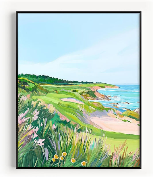 Golf Course Floral Pastel Art Print Posters - Premium Giclee Fine Art Prints - Golf Course Home Decor Posters, Golfer Art Prints for Home and Office Decor - Vintage Aesthetic, Ready to Frame