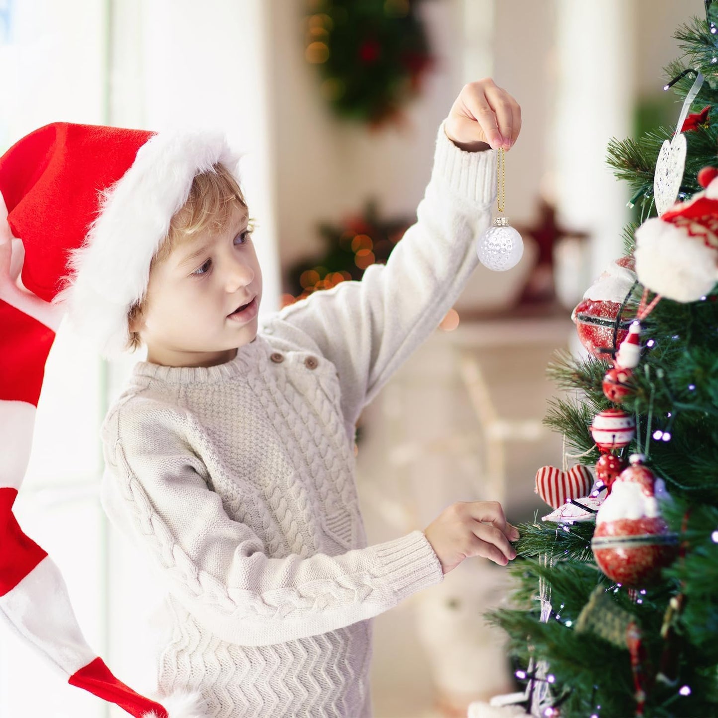 1.97” Christmas Golf Ball Glass Blown Ornament, 2025 Hand-Painted Sports Ball Decoration for Xmas Tree Holiday Decor Gifts