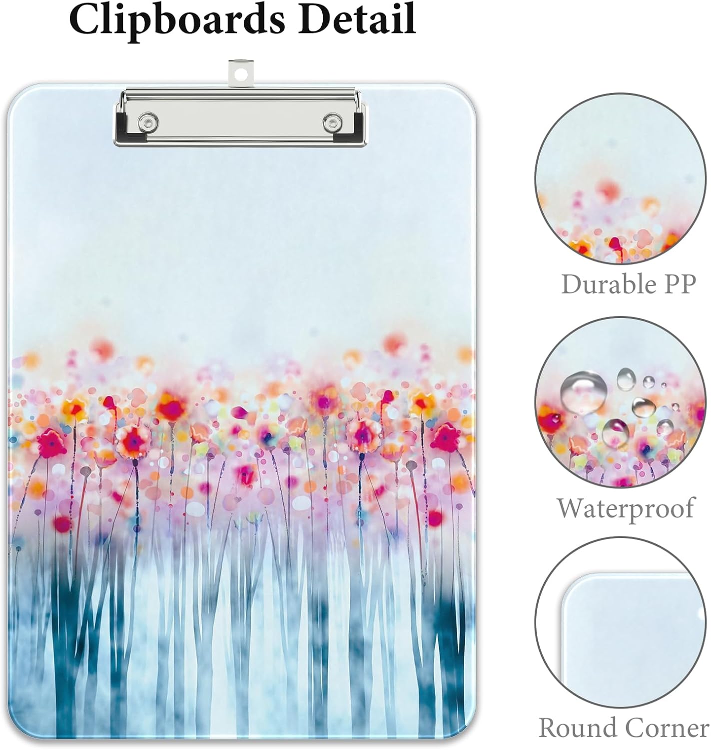 Rimilak Plastic Clipboards with Metal Clip, A4 Letter Size 9 x 12.5 in, Office Decorative for Students Women Men and Kids, Cute Custom Pattern, Watercolor Forest