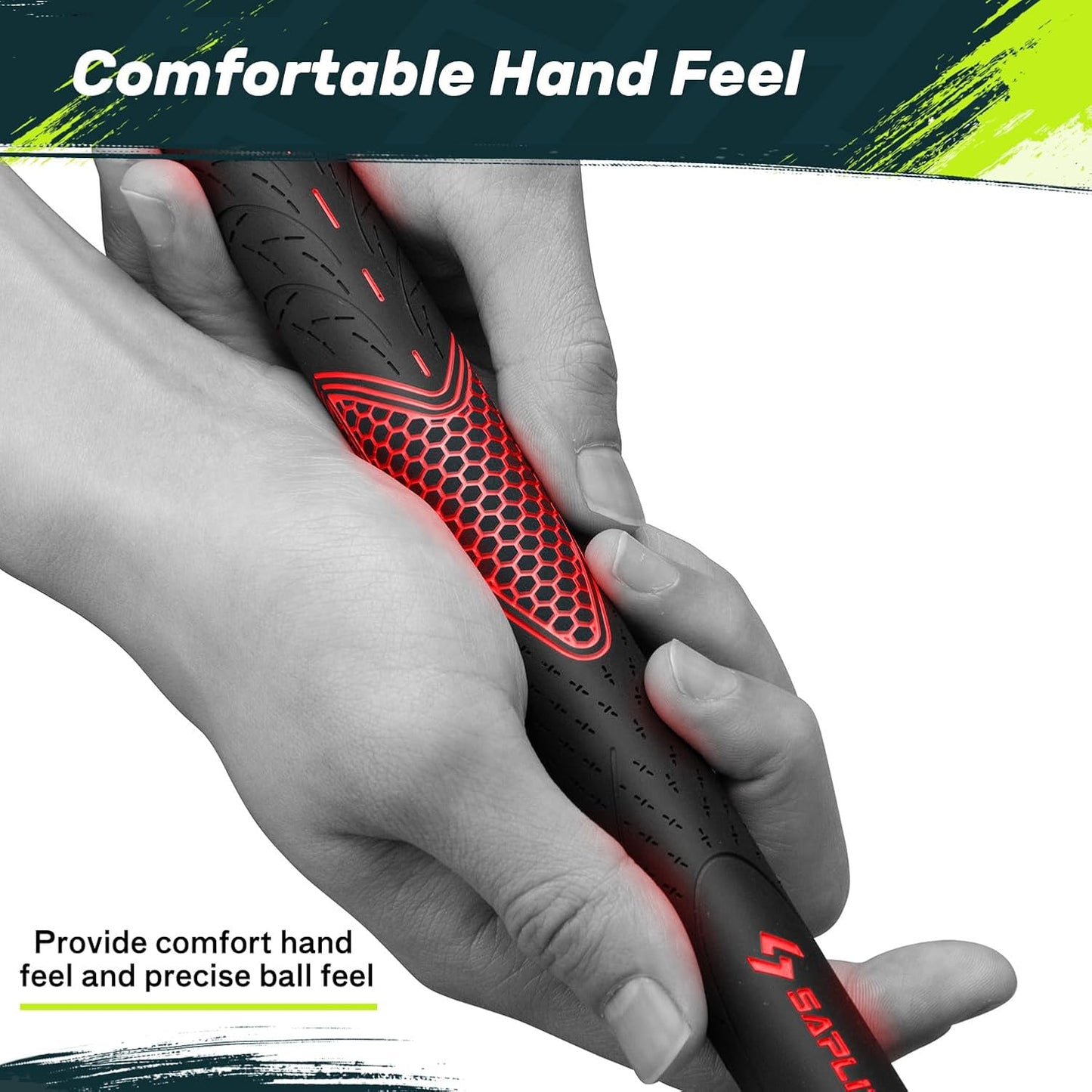 SAPLIZE CC01 Rubber Golf Grips, 4 Colors Available, Standard/Midsize Anti-Slip Rubber Golf Club Grips