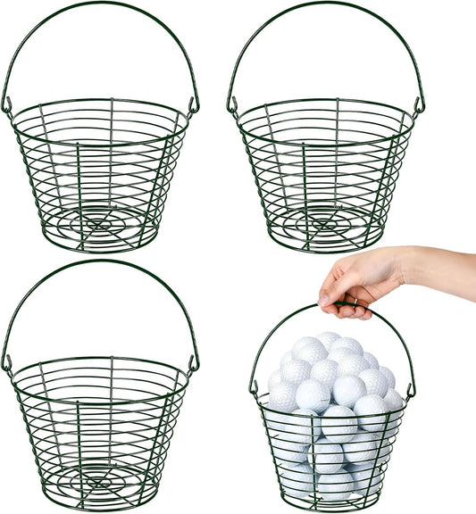 Soulchen Metal Golf Ball Baskets Golf Ball Storage Bucket with Handle Contain 50 Balls, Green Color
