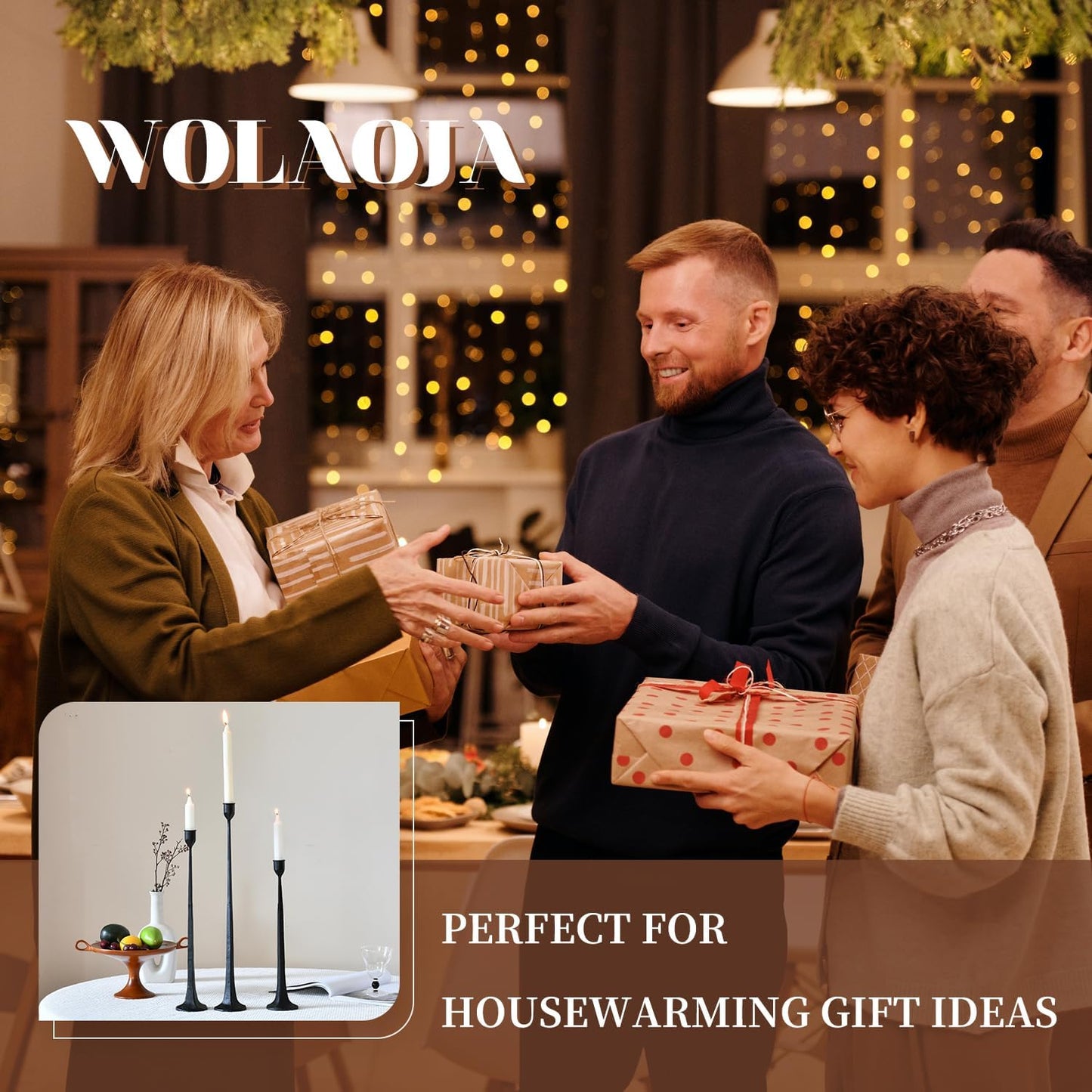 Iron Black Candlestick Holders, Set of 3 Candle Stick Holders,Fits 3/4 inch Thick Candle&Led Candles, Vintage Modern Decorative Centerpiece for Dining Table Centerpiece, Wedding, Party Decor